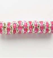 Rondelle Spacer 6mm Silver/Dark Pink